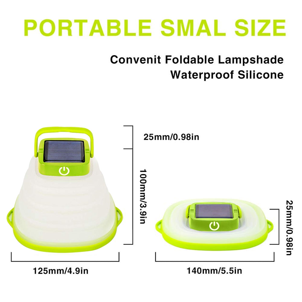 Collapsible Camping Light IP68 Waterproof Solar Foldable Lantern Tent Lighting USB Rechargeable