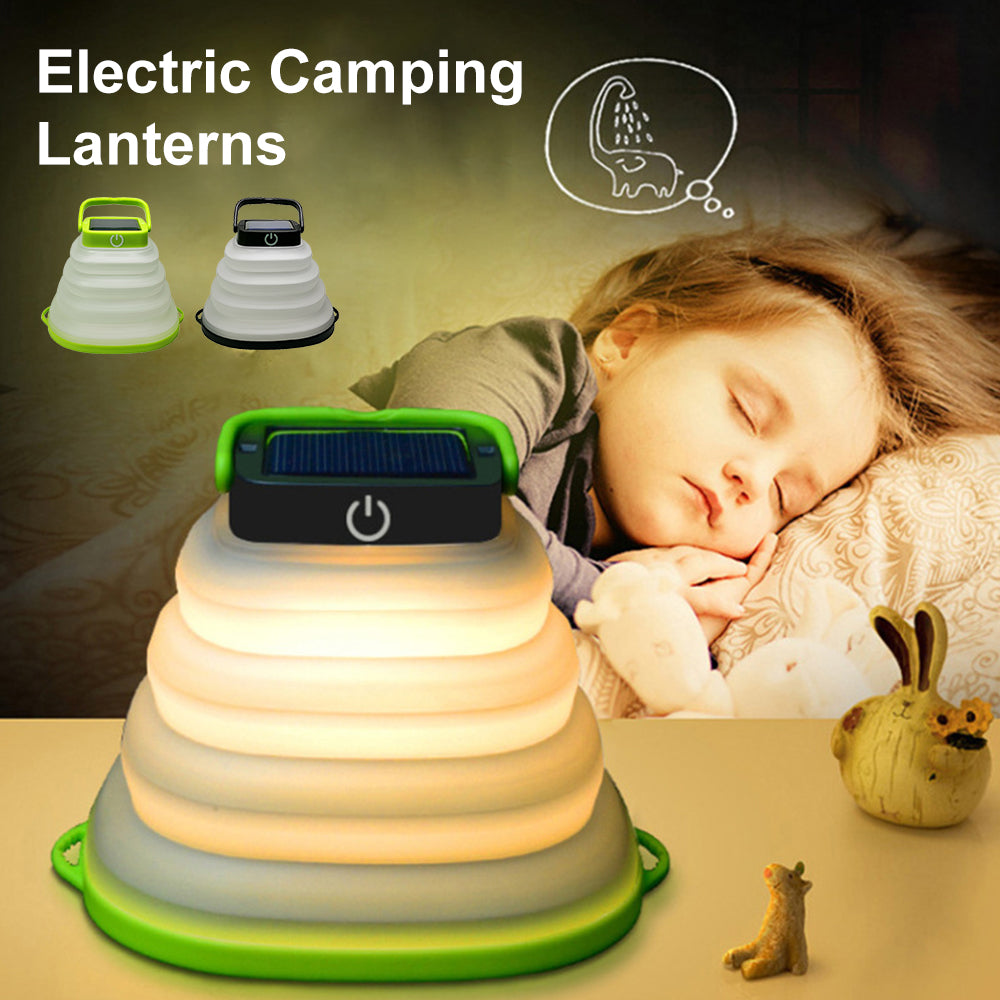 Collapsible Camping Light IP68 Waterproof Solar Foldable Lantern Tent Lighting USB Rechargeable