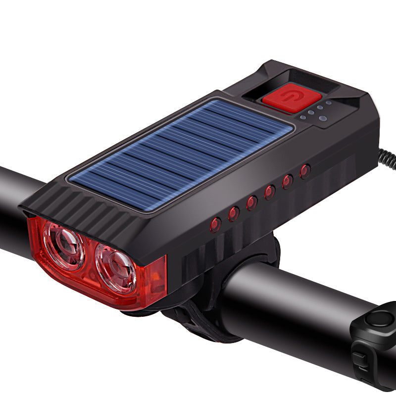 New Solar Charging Bicycle Headlight W/Horn