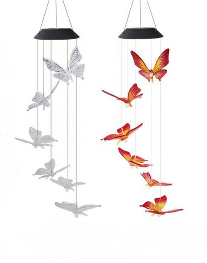 Solar Powered LED Wind Hanging Color-Changing Yard Butterfly Lamp