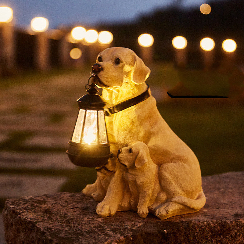 LED Solar Dog Lantern Ornament Home Porch Decor