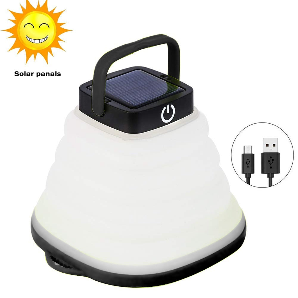 Collapsible Camping Light IP68 Waterproof Solar Foldable Lantern Tent Lighting USB Rechargeable