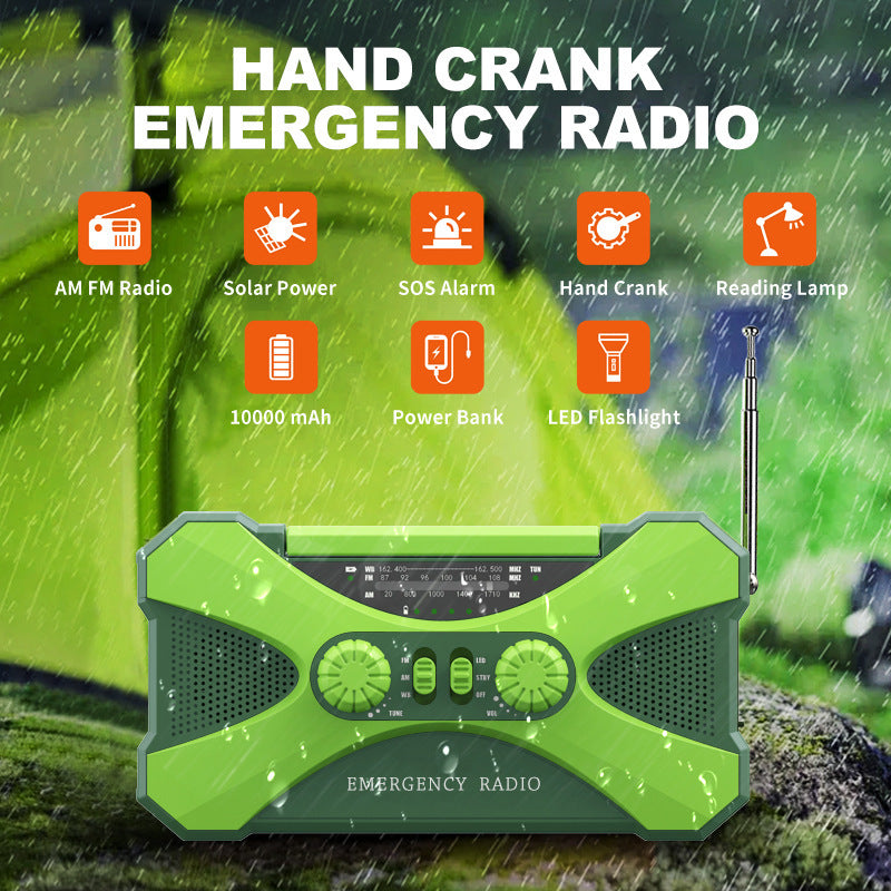 Portable Solar 10000mAh Emergency Radio Hand Crank AM-FM-NOAA
