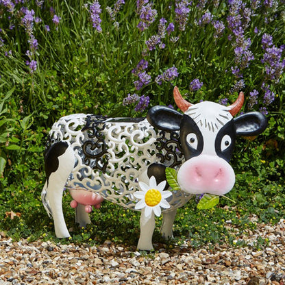 Daisy Cow Solar Lamp Resin Ornament Garden Decoration