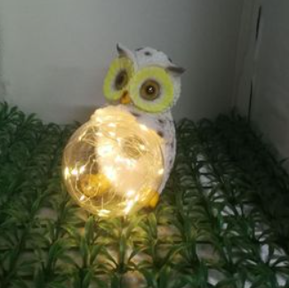 Solar LED Resin Owl Hug Ball Outdoor Villa Garden Landscape Light