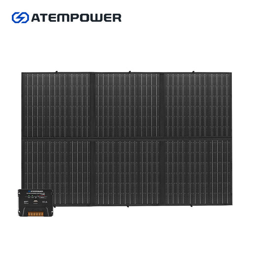 300W Solar Panel Set Up, Foldable Solar Panels And Battery Kit