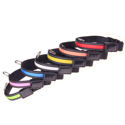 Solar Powered Nylon Reflective Adjustable Pet Collars