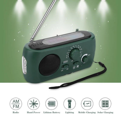 AM FM Solar LED Flashlight Hand Crank Rechargeable Radio